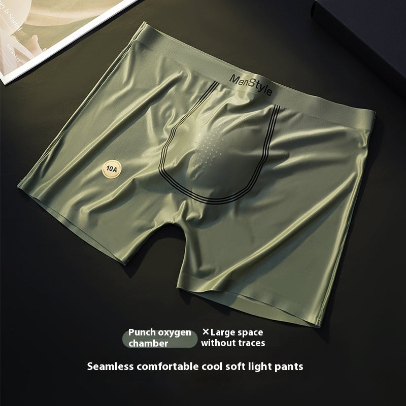 Satin Ice Silk Breathable Unife-layer Bottom Crotch Seamless Boxers