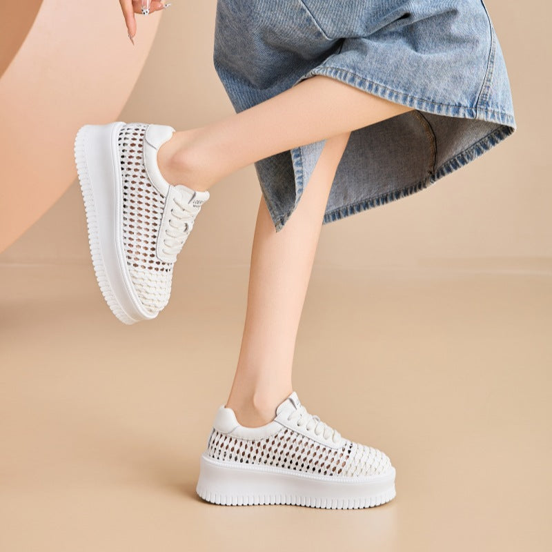 Femmes Mode Casual Chaussures à manches creuses avec des semelles épaisses