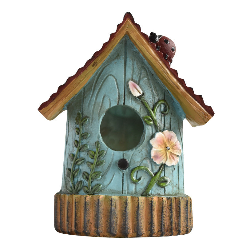 Rustic Birdhouse Jardin extérieur Décoration Oiseaux nid Sculpture Cour ornement