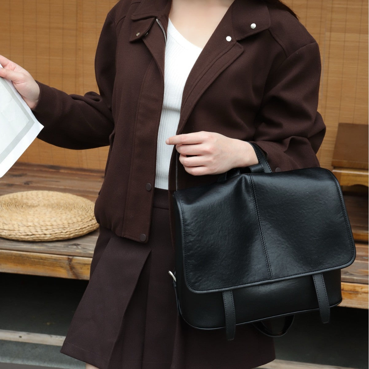 Sac à dos en cuir tanné végétal pour femmes