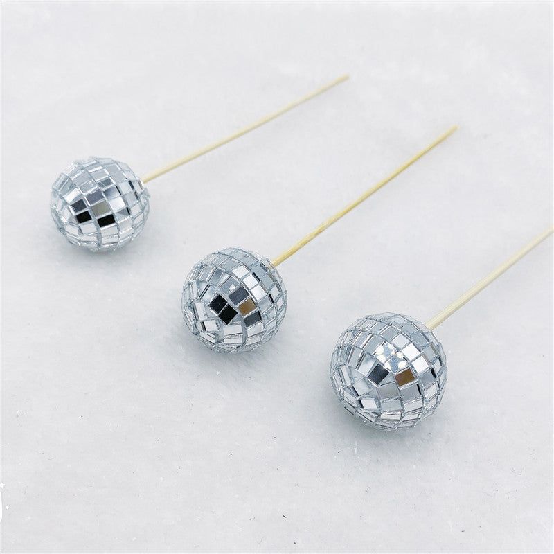 Disco Ball Cake Décoration avec bâton en bois
