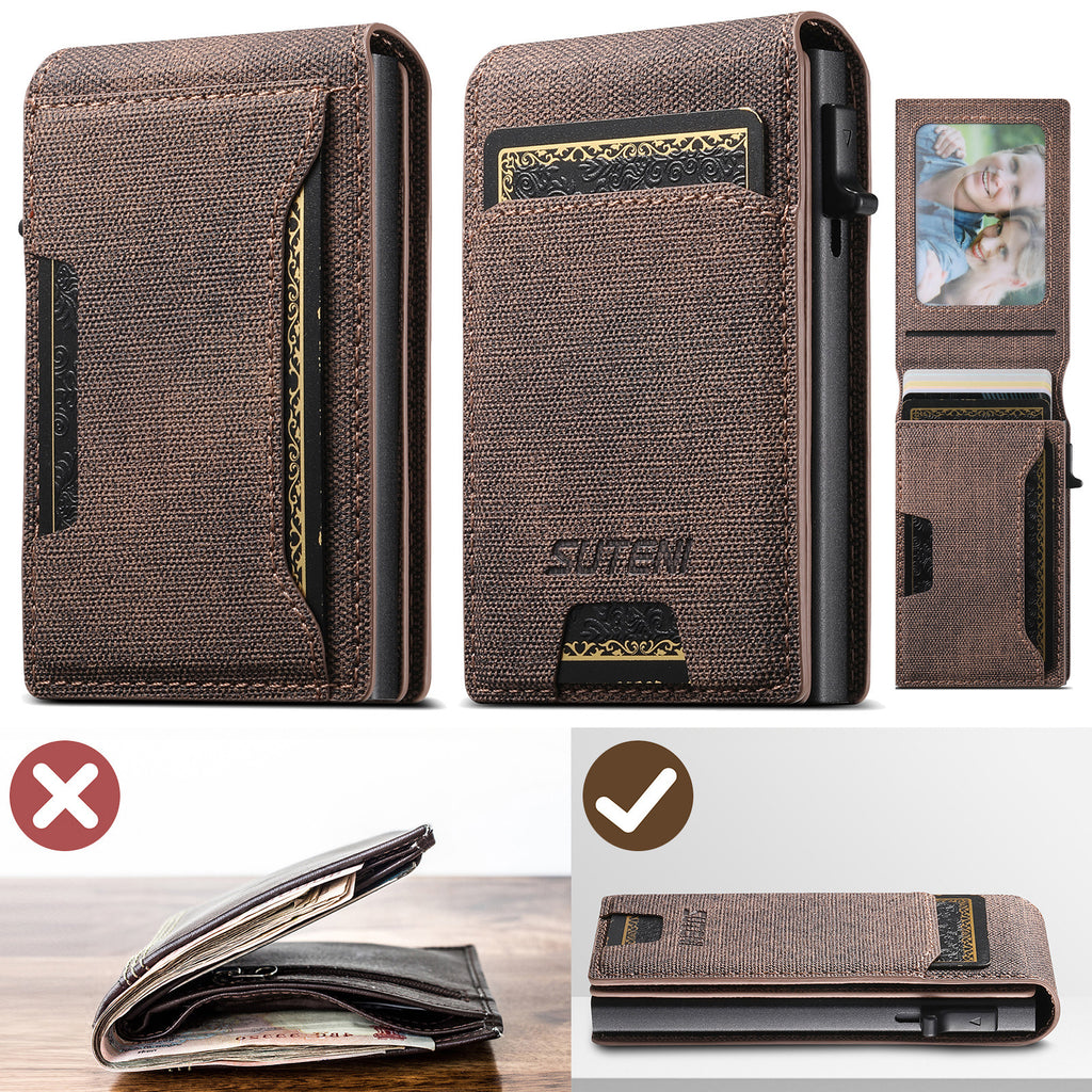 Porte-cartes en cuir denim givré pour hommes