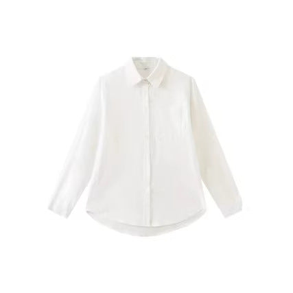 Femmes Pure Cotton Shirt Casual Loose-Fit Bamboo-Strip Lin Top manches longues pour les femmes