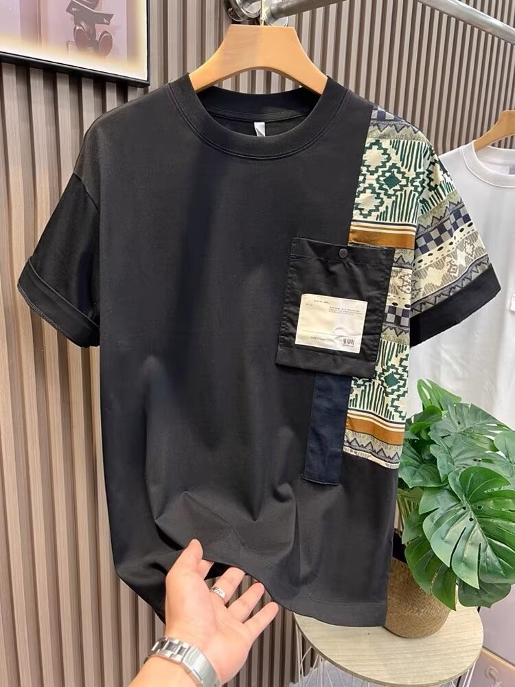 T-shirt pour homme T-shirt de travail d'été Style Couleur Matching Top