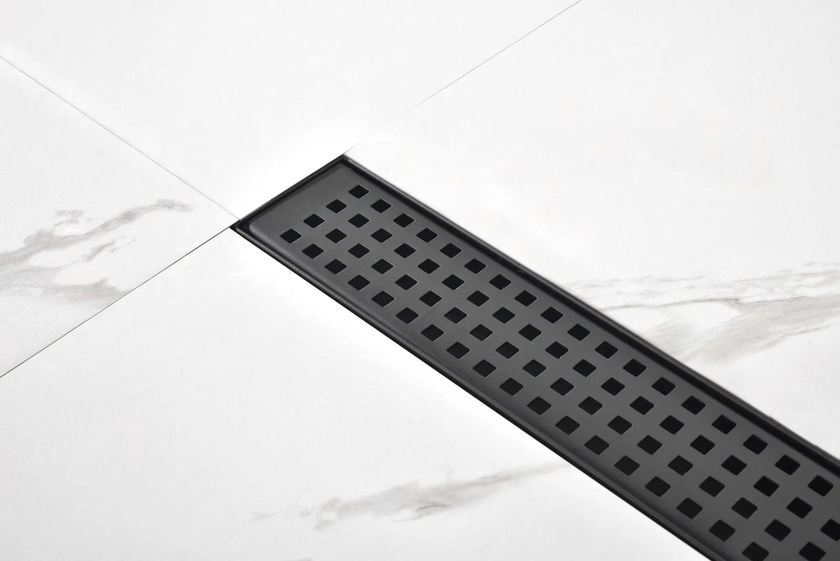 Drain de douche linéaire de 28 pouces avec grille rectangulaire amovible