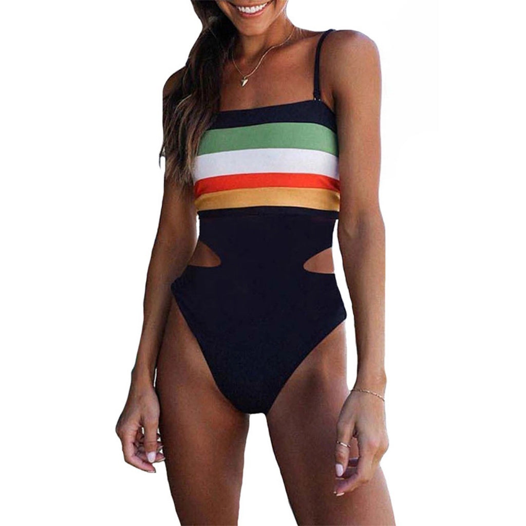Lace-up éclaboussée Sexy Camisole Maillot de bain en une seule pièce pour femmes