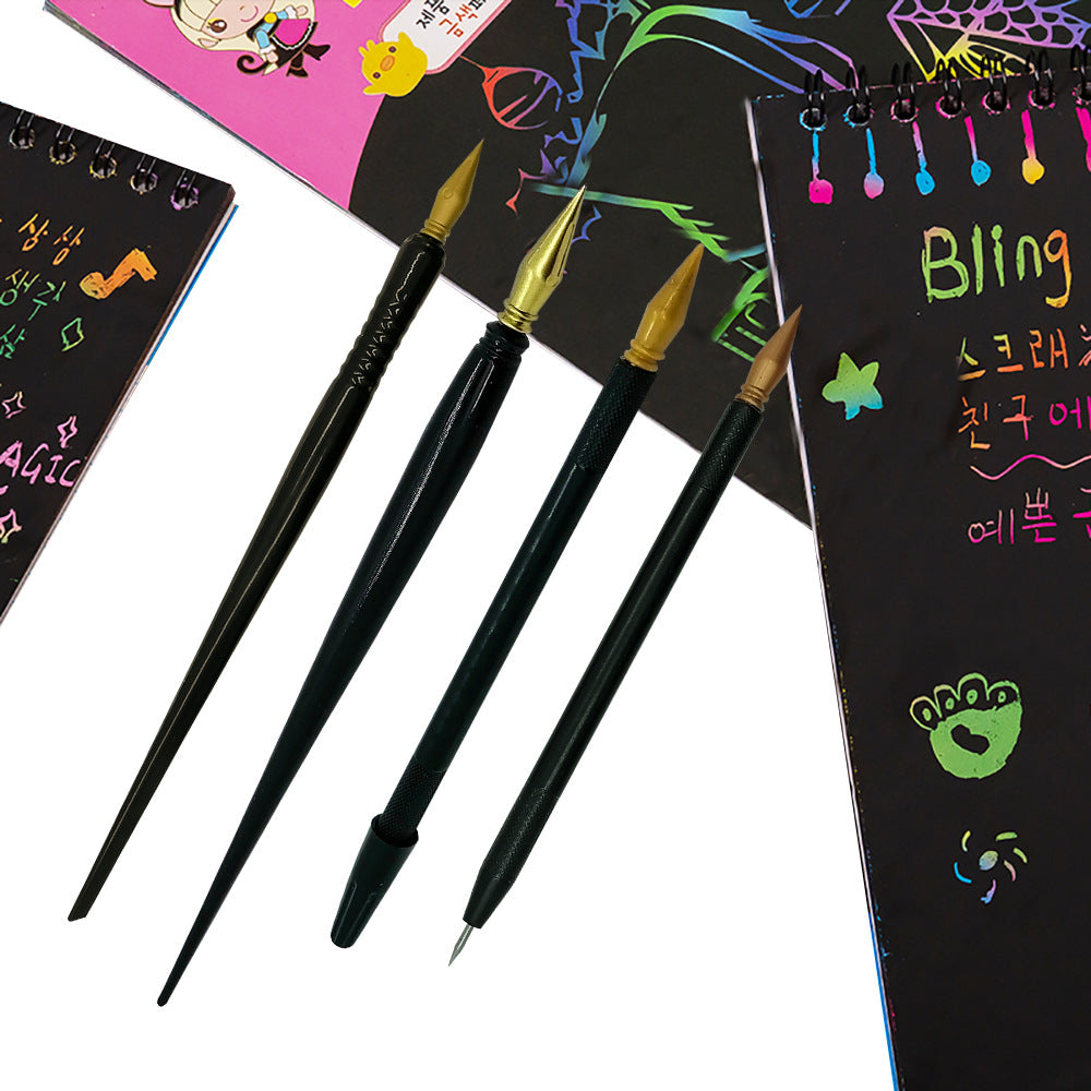 Scratch Art Paper Brush Kids Art Tools Scratch Pen
