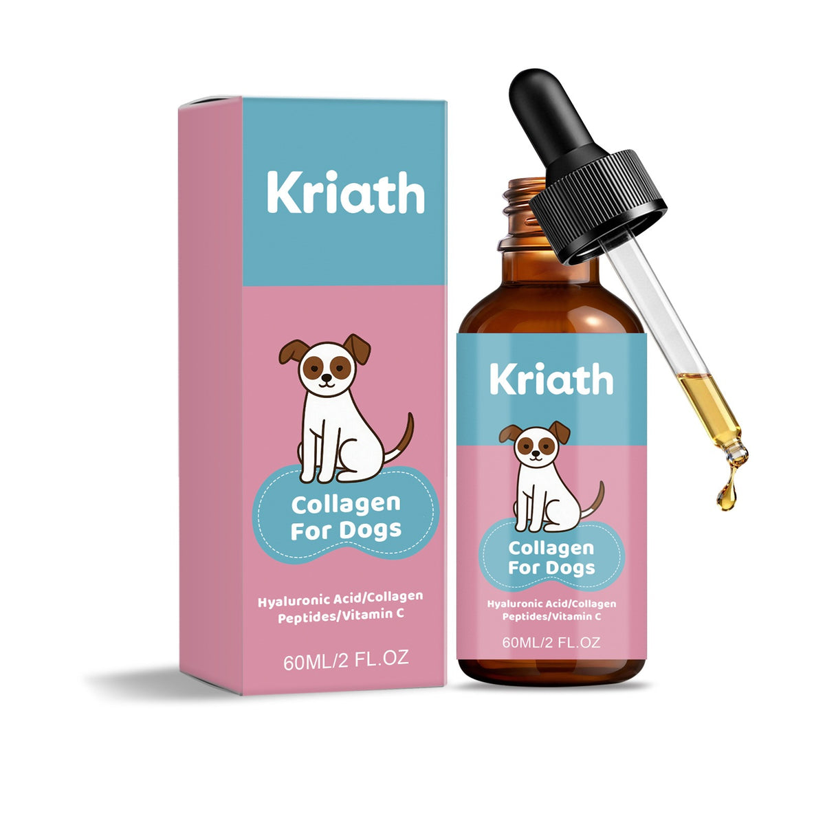 Kriath Collagen gouttes pour les chiens soins doux quotidiens pour le corps de votre chien