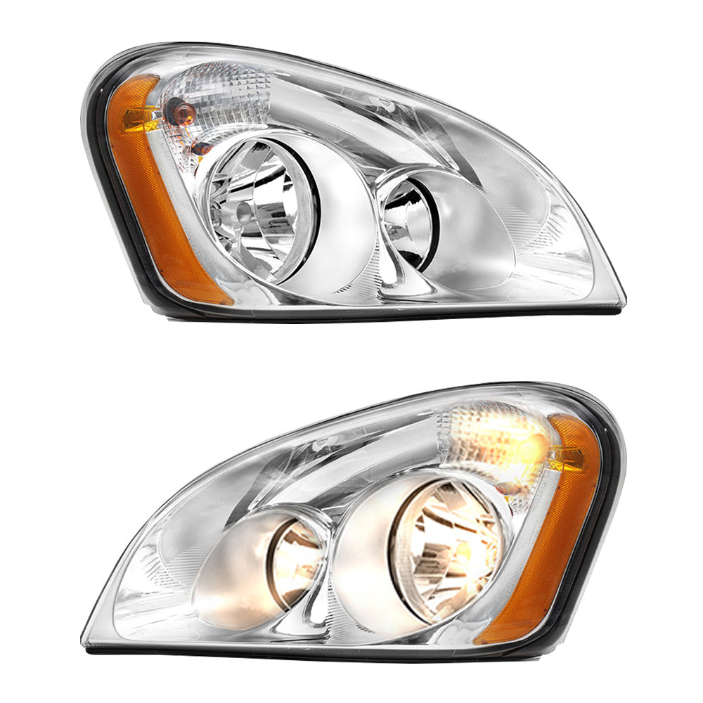 Chrome phares compatibles avec 2008-2016 Freightliner Cascadia avec des ampoules halogènes paire