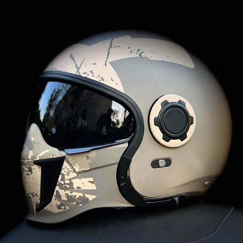 Casque de moto rétro Warrior noir