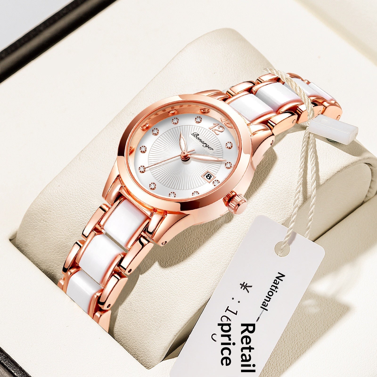Meilleures ventes Femmes Montres Un élégant garde-temps en céramique résistant à l'eau avec un minimaliste De