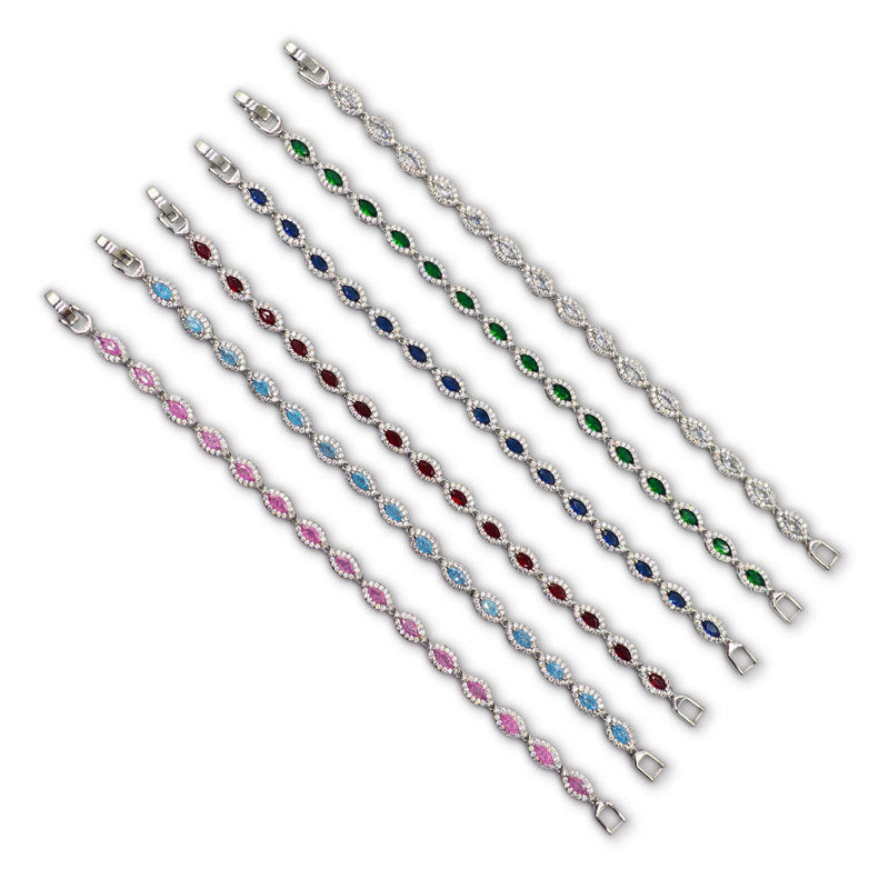 Bracelet de tennis Marquise Zircon de luxe Elégant argent ton cristal bijoux femmes party mer