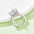 S925 Argent Sterling 4.0ct Princess Cut Moissanite Anneau 9.0mm D Couleur VVS1 4-Prong Pave US