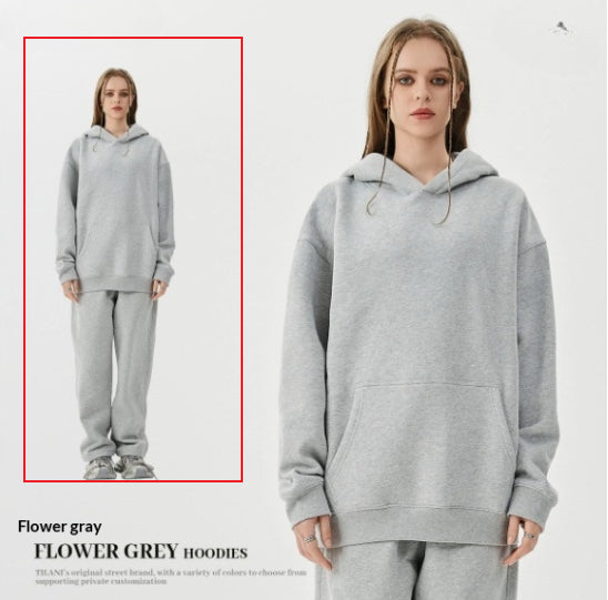 Style américain Trendy Brand Fleece-lined Extra-thick Hoodie and Sweatpants Tracksuit Set