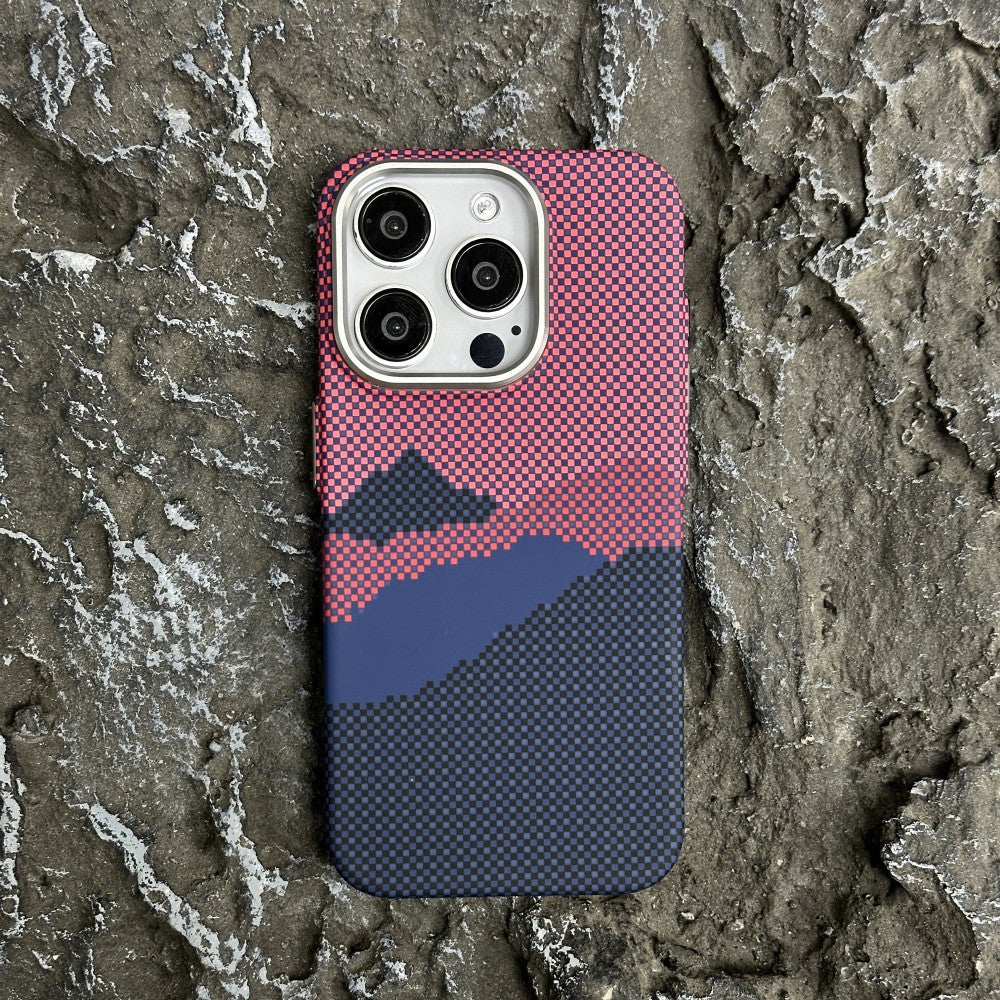 Case de téléphone Kevlar Carbon Fibre motif aspiration magnétique