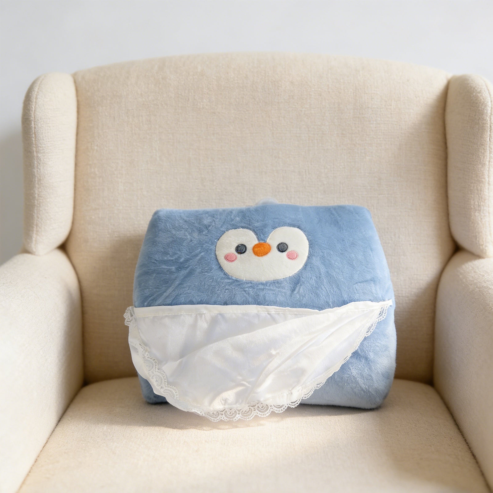 Pingouin dos oreiller-bleu