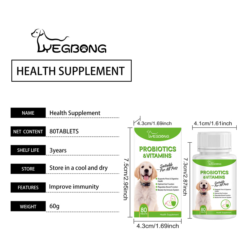 Probiotiques pour animaux de compagnie et comprimés de vitamine pour chiens et chats