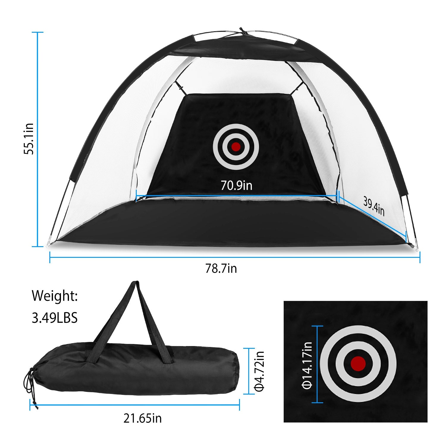 Golf Net Golf Training Aides Pratique Nets Conduite Filets avec Cible Cloth Carry Bag