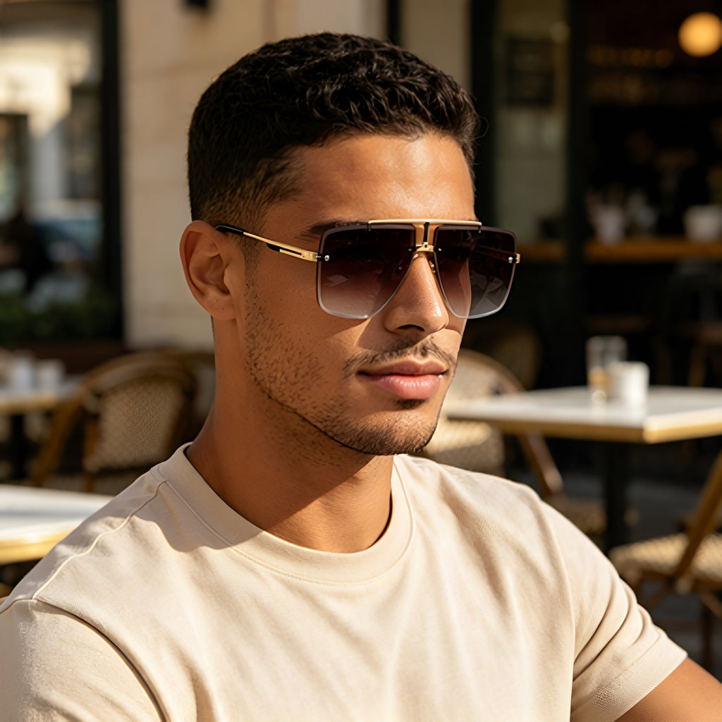 Lunettes de soleil sans cadre Homme haut de gamme européenne et américaine