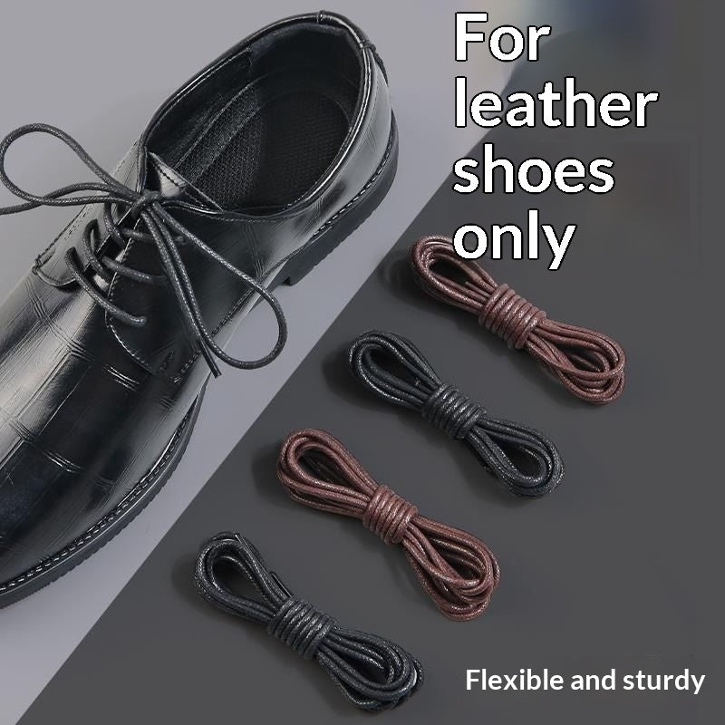 Dentelles de chaussures en cuir caoutchouteux caxées rondes hommes