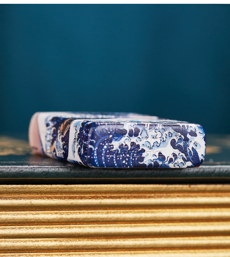 Kanagawa Surf Color Lacquer Interior Lighter Dimension Time Sense Windproof Lighter