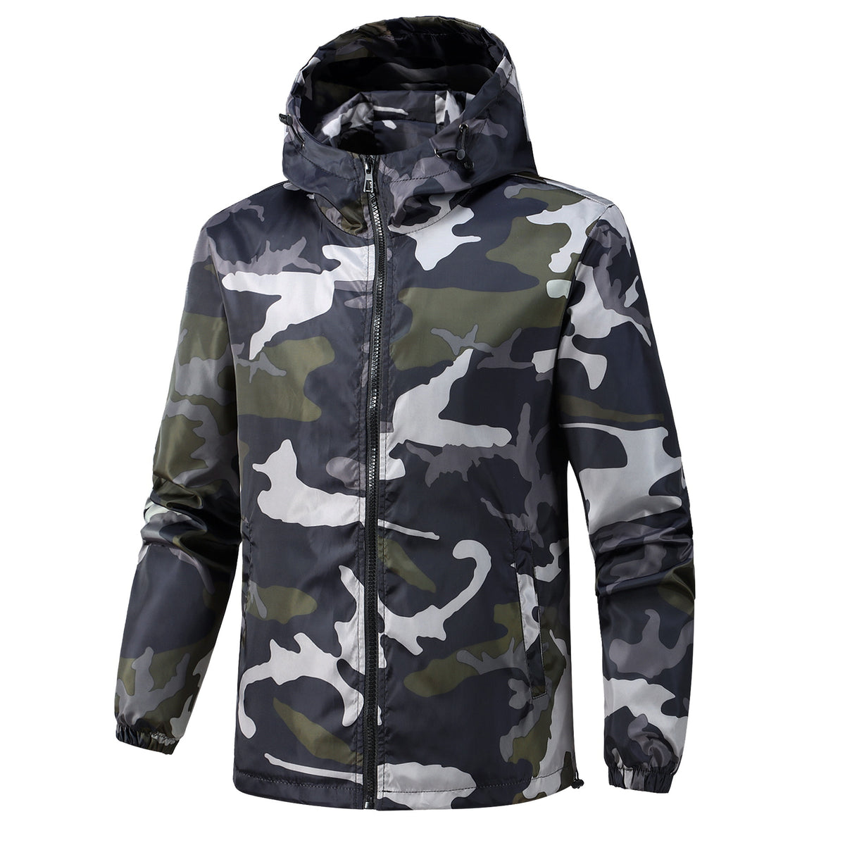 Veste à capuche à la mode avec poches de patch sur les coutures latérales