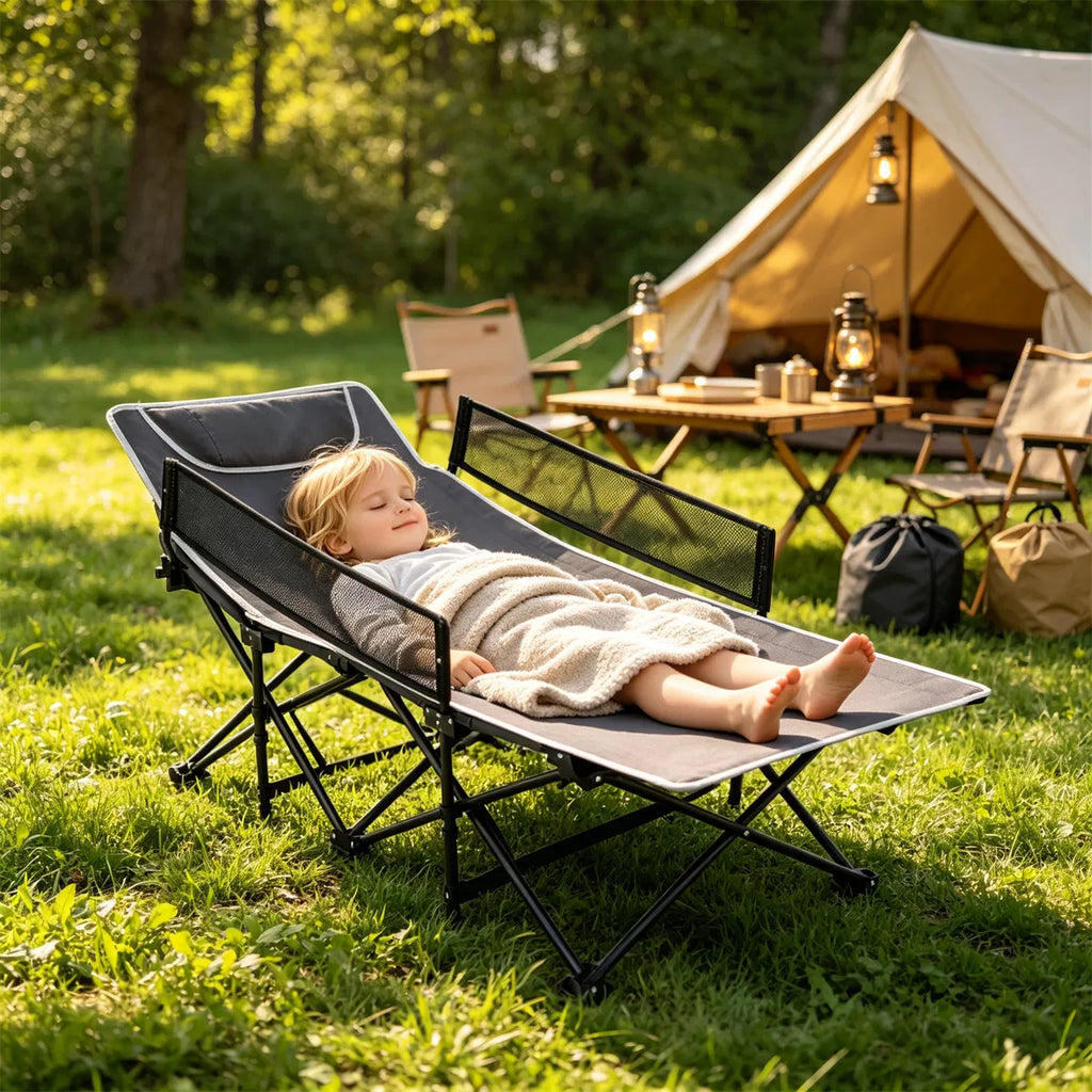 Lit de camping sans assemblage gris Portable pour tout-petit
