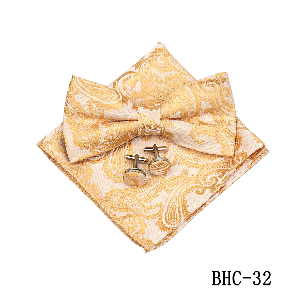 Mens Paisley Bow Tie Pocket Square et Cufflinks
