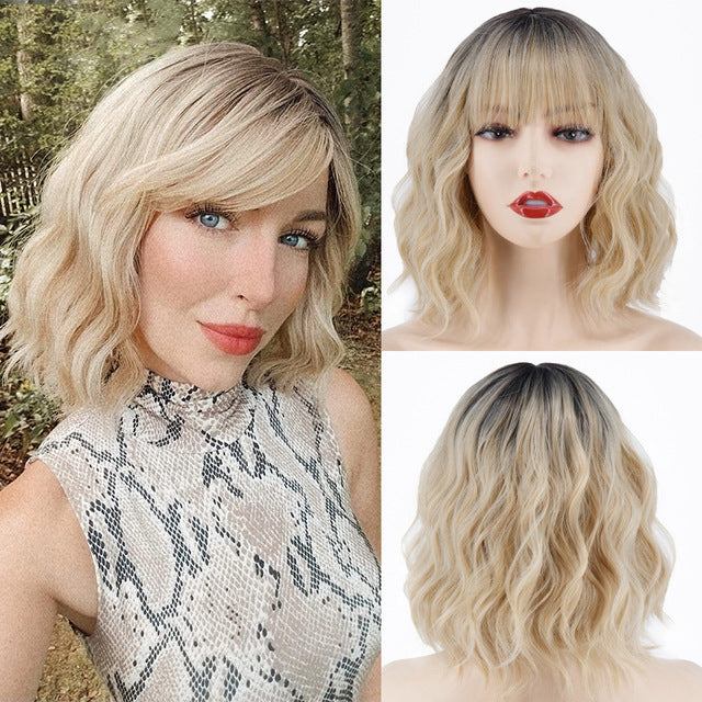 Blonde Long Curly Hair Stage Performance Wig Dance Habiller