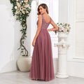 Robe de soirée à mailles pailletées Double V-Neck