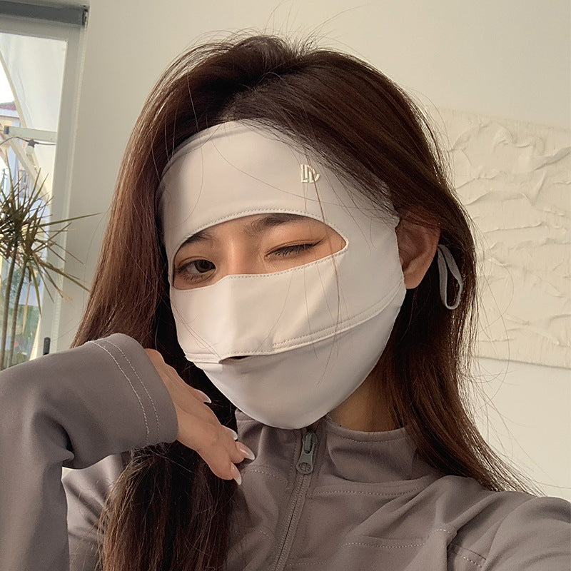 Masque de protection solaire plein visage Protection UV Mode extérieure Revêtement respirant en soie glacée