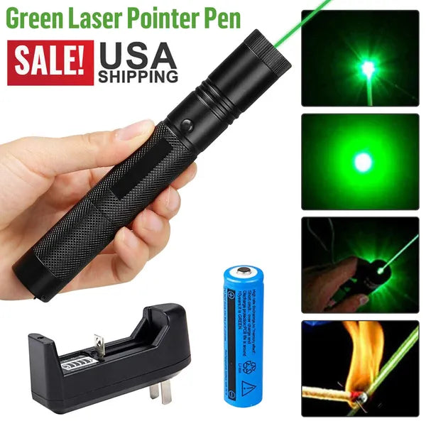 Assassin Green Laser Pointer Visible Lazer & Battery & Charger 1mW