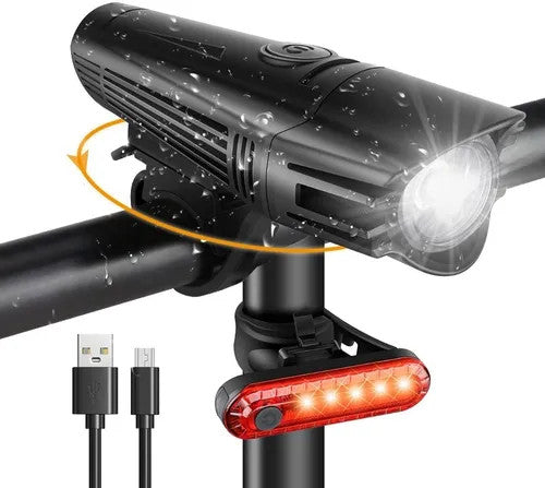 350 lumières de vélo rechargeables USB 4 modes phare avant et arrière