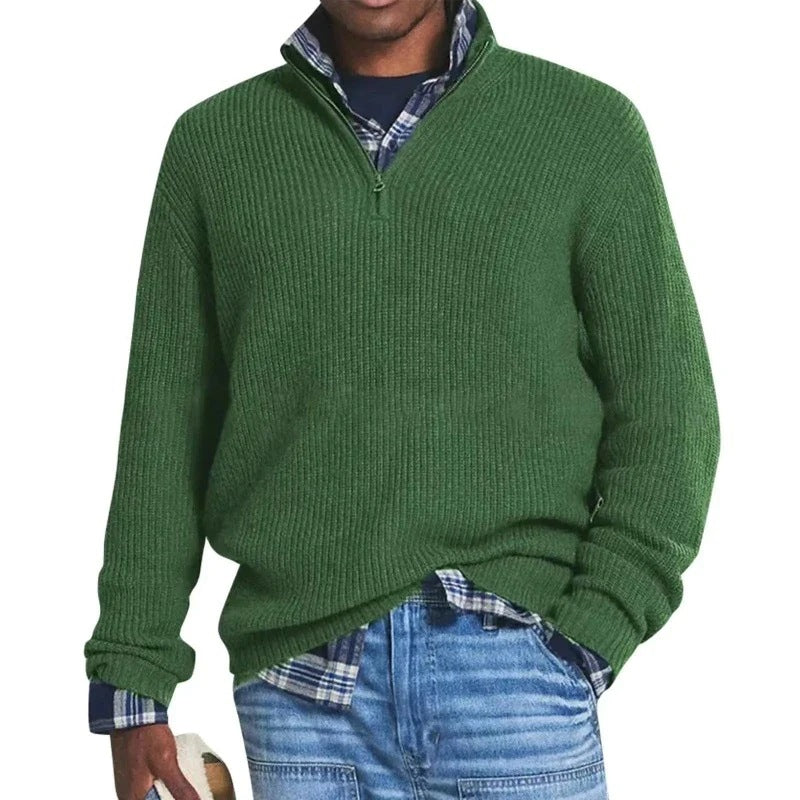 Commerce extérieur Hommes Affaires Casual Loose Zip Collar Sweater