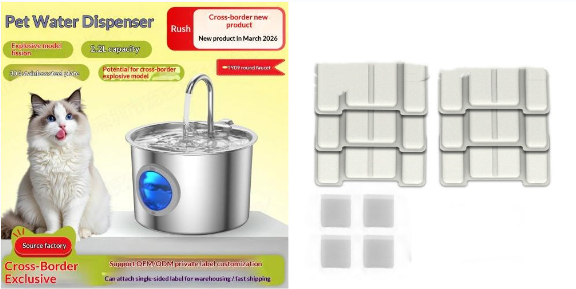 Animal Fontaine d'eau Distributeur d'eau en acier inoxydable