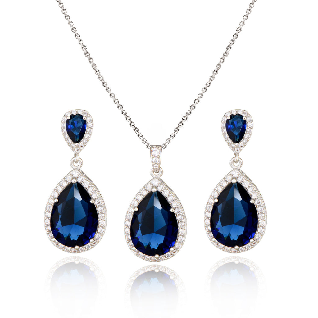 Bright Big Zircon gouttes d'eau Collier Eardrops costume mariée bijoux de mariage simple grâce