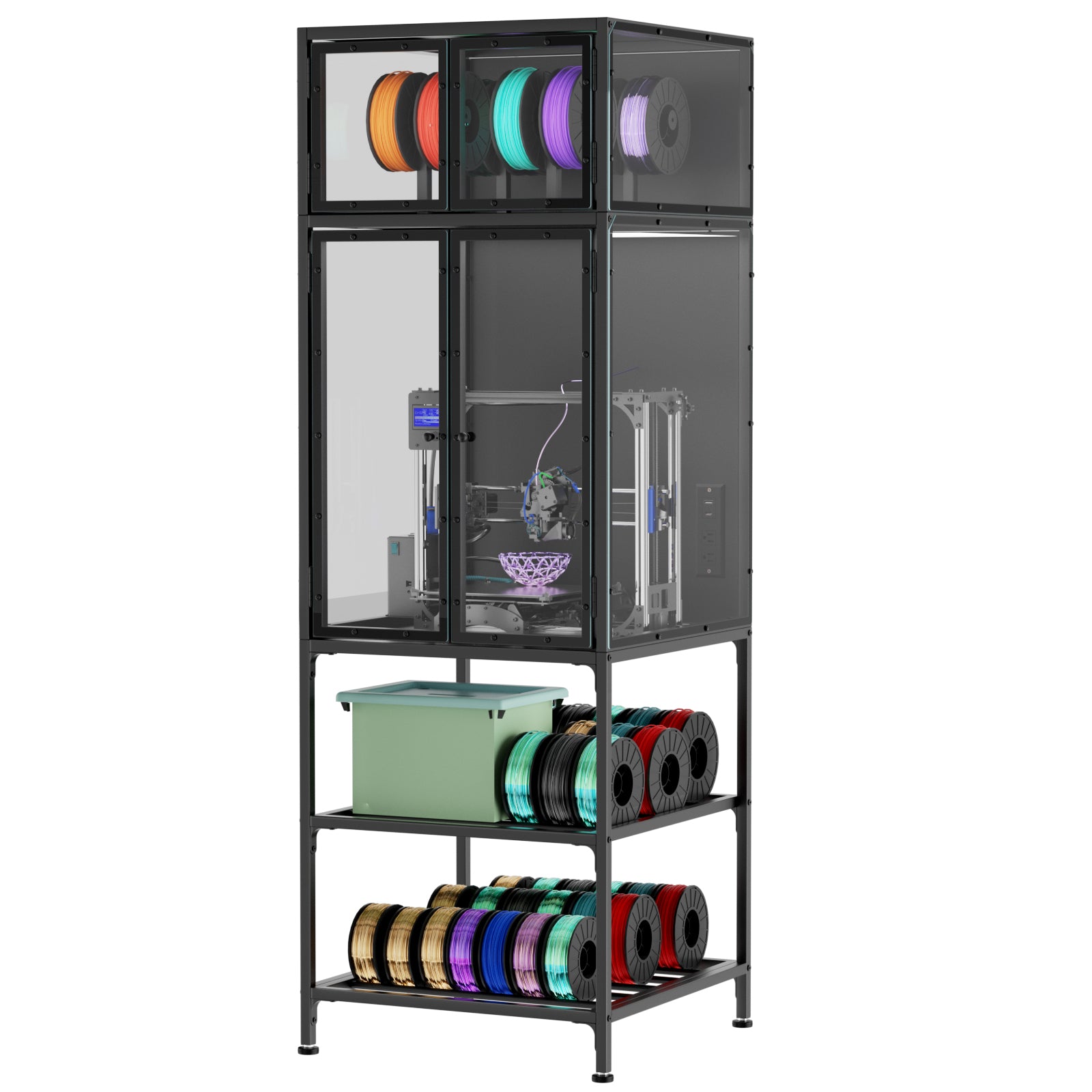 Armoire d'impression 3D avec rack de rangement pour imprimante 3D double couche