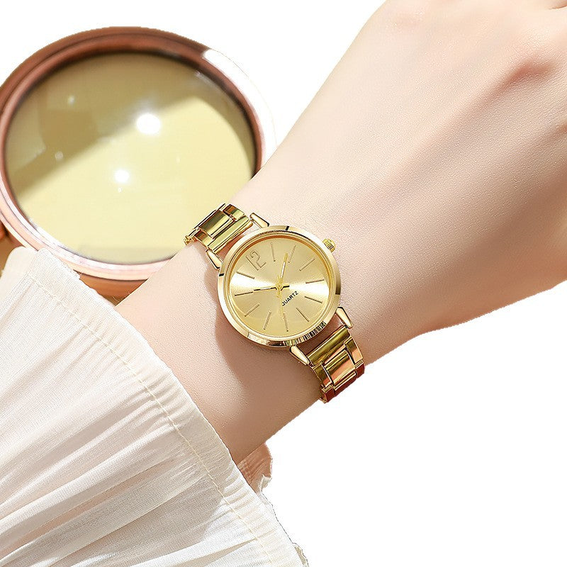 Montre Quartz en acier plaqué or pour femmes