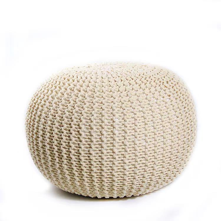 Couvercle de coussin de boule de décoration ottomane simple rond tissé à la main