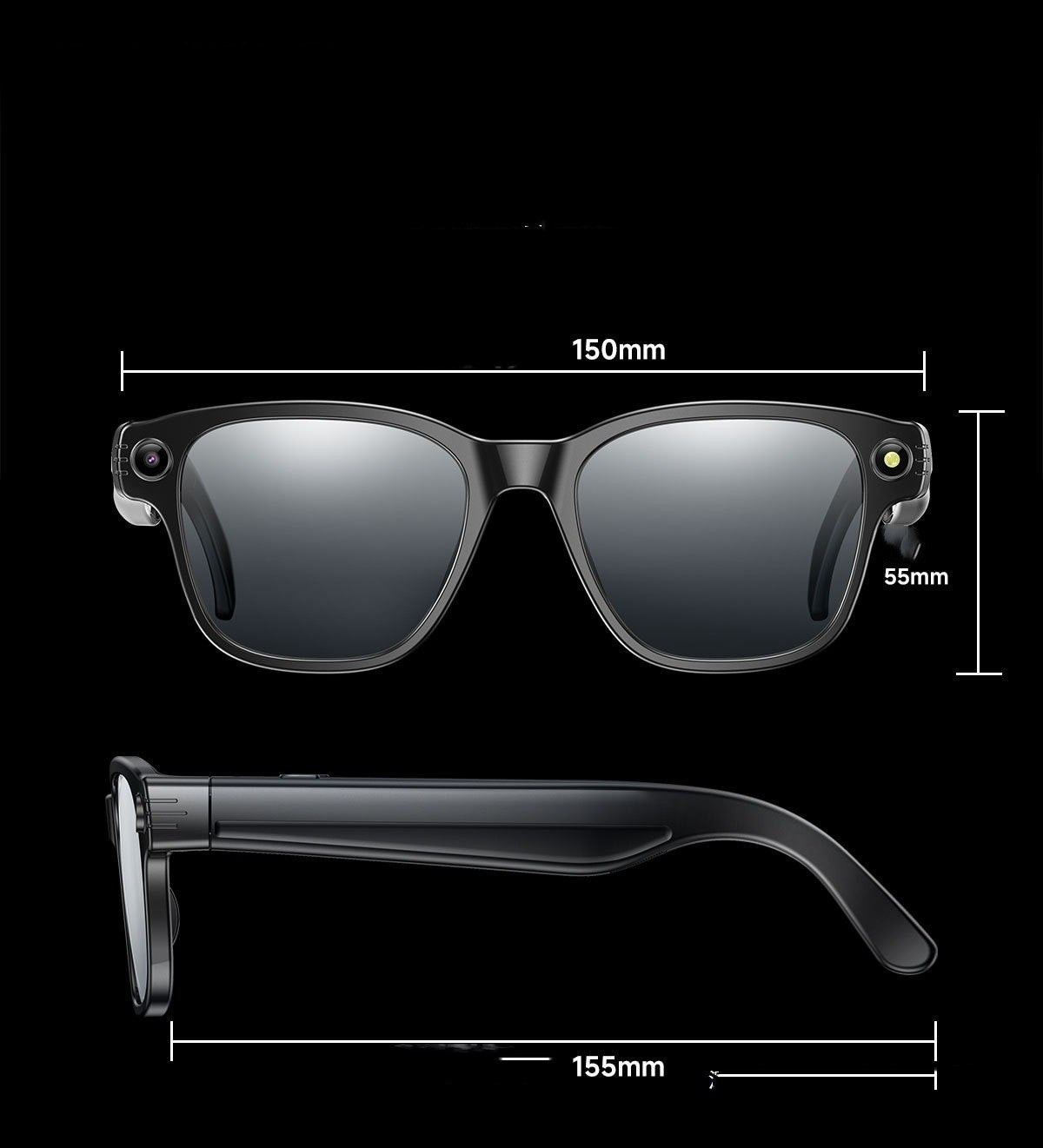 Arrivée L801 Smart Photo Glass 8 millions de Pixels AI Traduction Photo Vidéo Bluetooth Cal