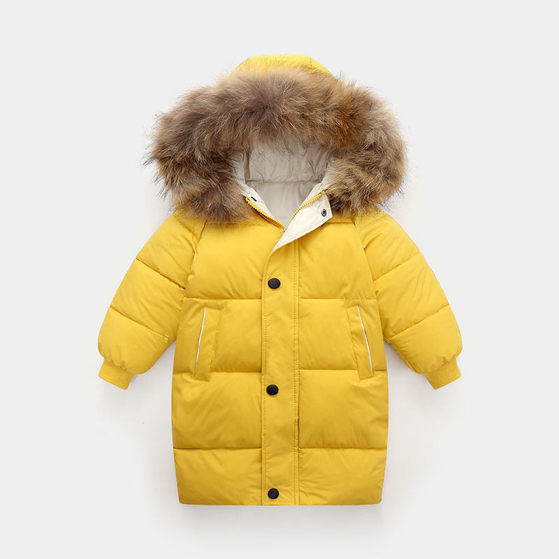 Grand collier de fourrure mi-longueur moyen et grand vêtements pour enfants épais en manteau d'hiver