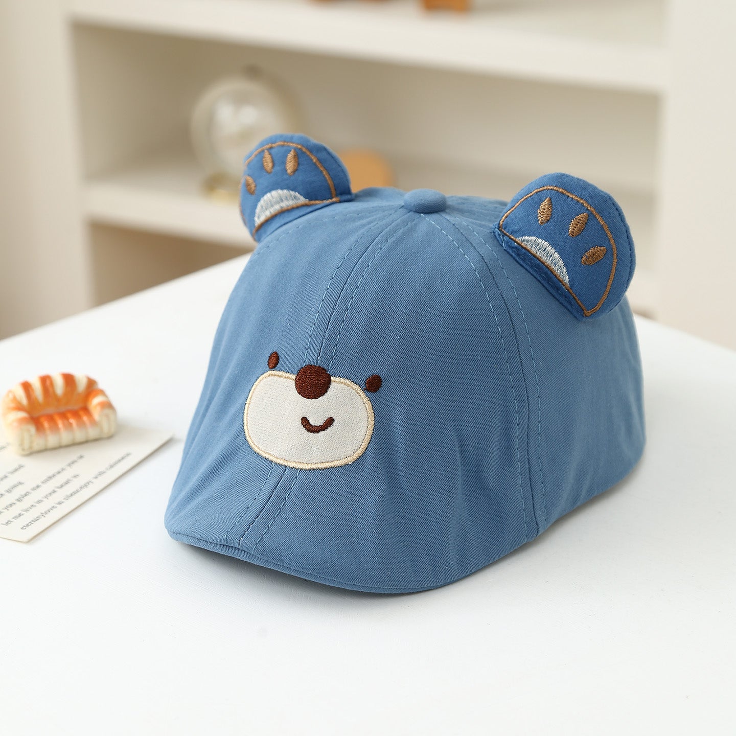 Garçon et fille caricature ours en peluche brodé trois dimensions Paw-print Bear oreilles en avant