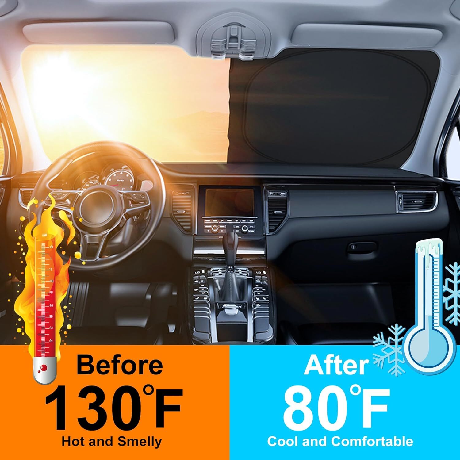 Pour 2016- Chevy Malibu Pare-brise avant de voiture Sun Shade Revêtement UV réfléchissant