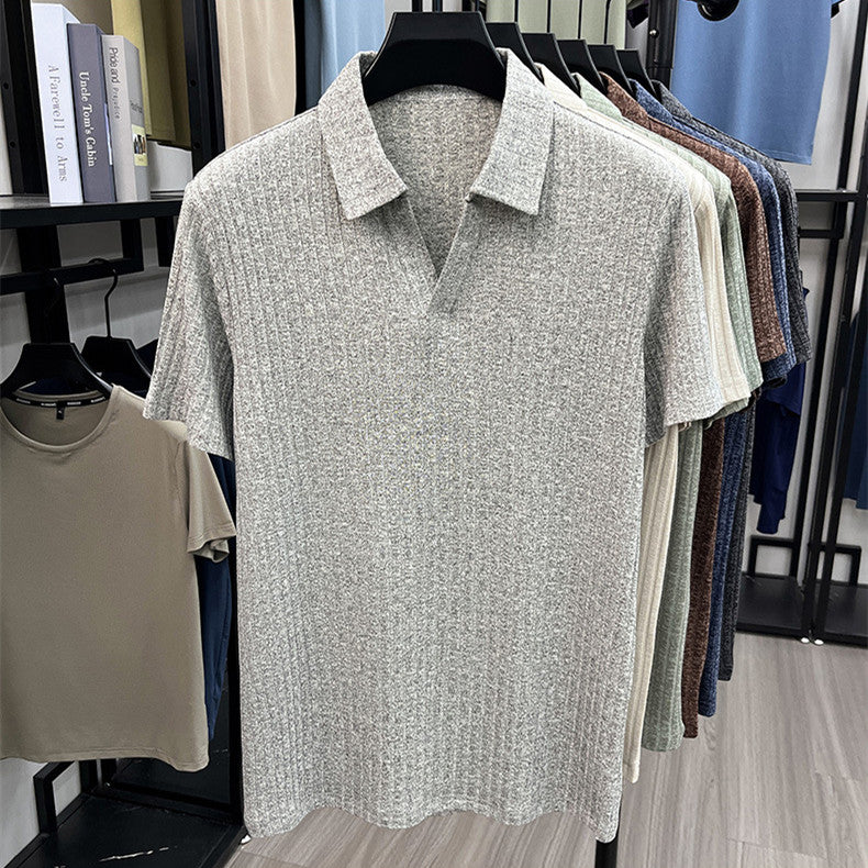 T-shirt à manches courtes homme Polo casual de couleur unie
