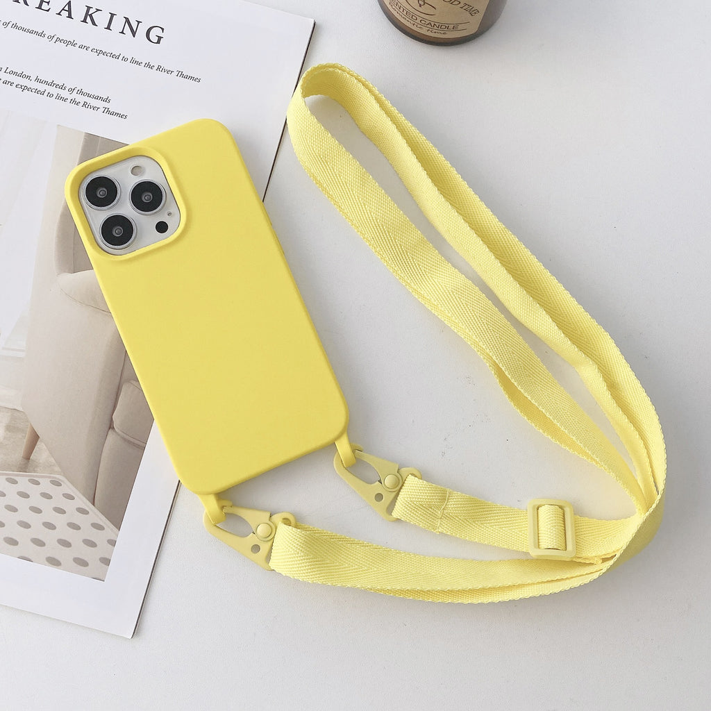 Étui téléphonique en silicone liquide pour lanyard