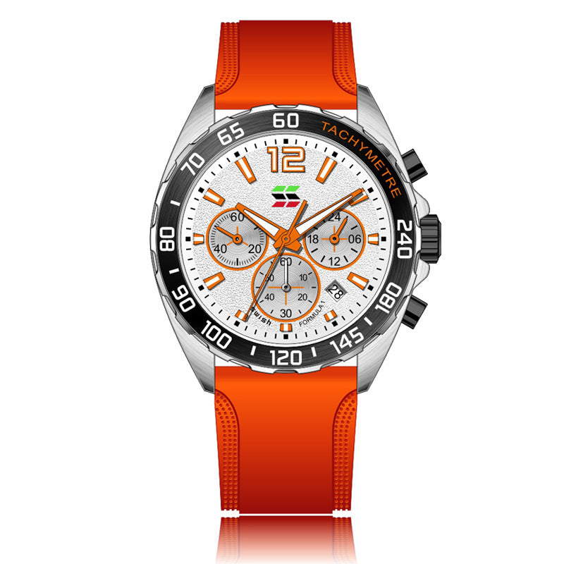 Bracelet en caoutchouc mince Montres Quartz horloge de mode Six-pin Timing Sports Wrist