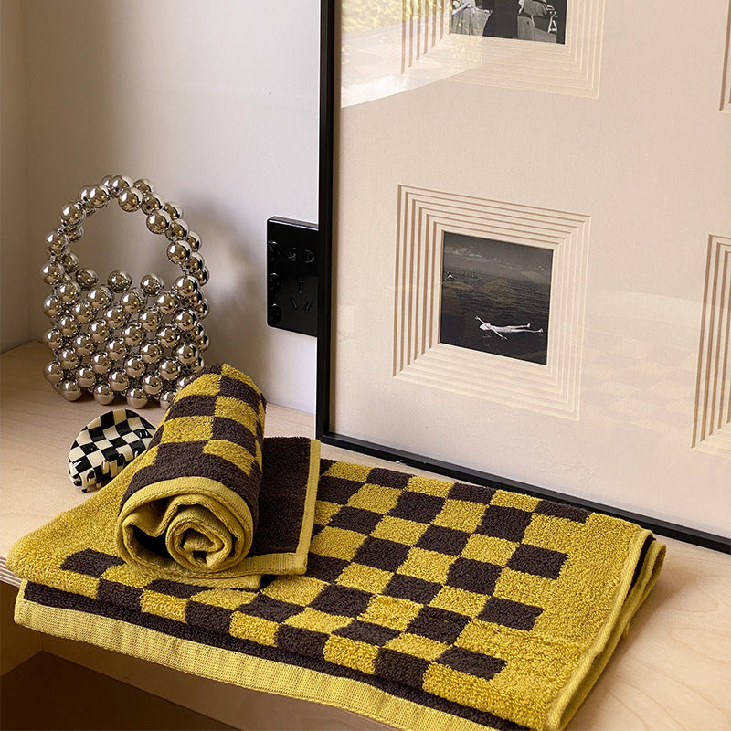 Parent-enfant Grille de tableau d'échecs Serviettes de coton teintes en fil