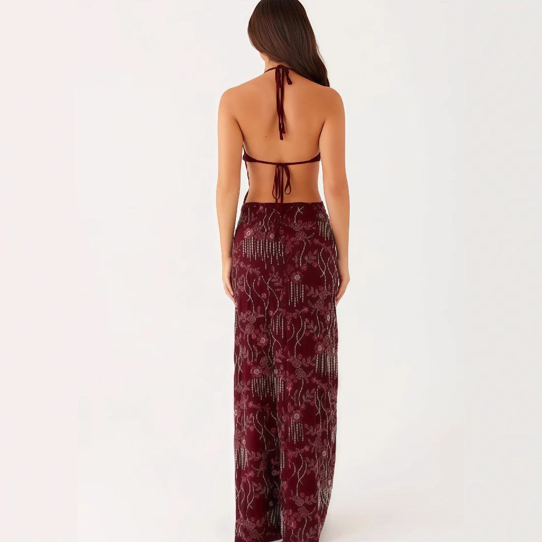 Elegant Backless Embroidered Lace Dress