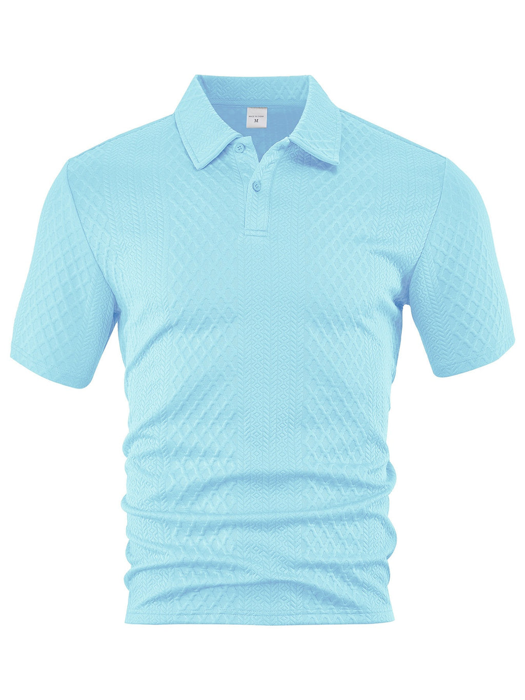 Men's Summer Thin Loose Respirant Solid Color Jacquard Tissu Lapel Short Sleeve Polo Shi