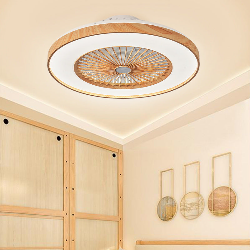 Ventilateur de plafond électrique Ribbon en grain de bois pour salon et salle à manger